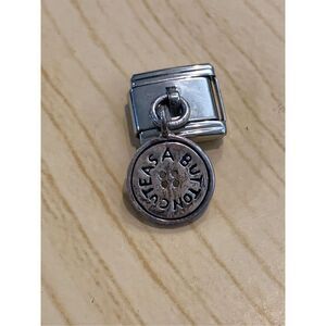 .925 Button Jewelry Charm dangling on Italian Charm #sew #button